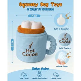 Swooflia Dog Crinkle Toy - Enrichment Squeaky Plush Toys to Keep Them Busy,Treat Boredom for Small Medium and Large Dogs Funny Interactive Stimulating Puppy Toy for Hide and Seek