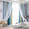 2pc Curtain Simple Gradient Hollow-out Star Pattern Double Layer Blackout