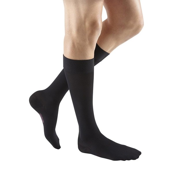 mediven Plus for Men & Women, 20-30 mmHg – Calf High Compression Socks with Silicone Top Band, Closed Toe Leg Circulation, Opaque Leg Support Compression Coverage, V, Black