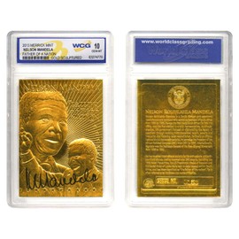 Nelson Mandela Father of a Nation South Africa President 23K Gold Sculpted Signature Card - GEM-Mint 10