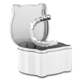 Denture Case, Denture Cup With Strainer For Dentures, Retainers, Night Guard & Mouth Guard, Retainer Case, Portable Denture Bath For Traveling & Daily Cleaning (White)