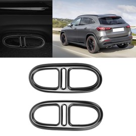 For GLA H247 4WD 2020-2021, 2 pieces, stainless steel trim of the rear exhaust pipe cover, car exhaust pipe, rear throat frame (light black)