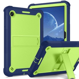 DUEDUE Design for TCL Tab 10 5G 10.1" Tablet Case, 3 in 1 Hybrid Shockproof Silicone Gel Protective Tablet Cover with Kickstand for TCL Tab 10 5G 9183W(2022 Release), Blue/Yellow