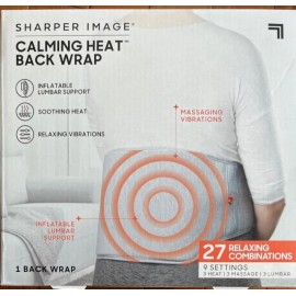 Sharper Image Back Wrap Pad CALMING HEATING MASSAGING INFLATABLE LUMBAR SUPPORT SHARPER INAGE
