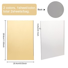 BENECREAT 2 Pack 3mm/1/8" Thick Acrylic Mirror Sheet with Lamination, Gold and Silver Acrylic Sheet Panels for DIY Craft Projects, Signs, 7.9"x11.8"
