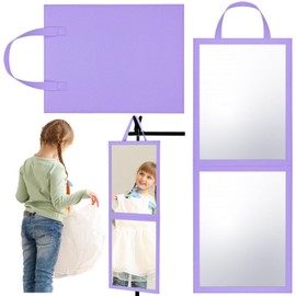 GlikCeil Foldable Portable Full Length Mirror for Dorm Dance Backstage Camping Travel Hanging Folding Makeup Body Mirror for Dancers Artists Home Aestheticians Spa(Purple,33.5" X 13.4")