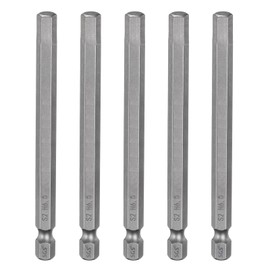 sourcing map 5pcs H6.0 Hex Head Drill Bit Wrench 6mm Metric Flat Tip 1/4" Hex Shank 100mm (4") Long Magnetic Hexagonal Screw Driver Socket Industrial Screwdriver Power Bits