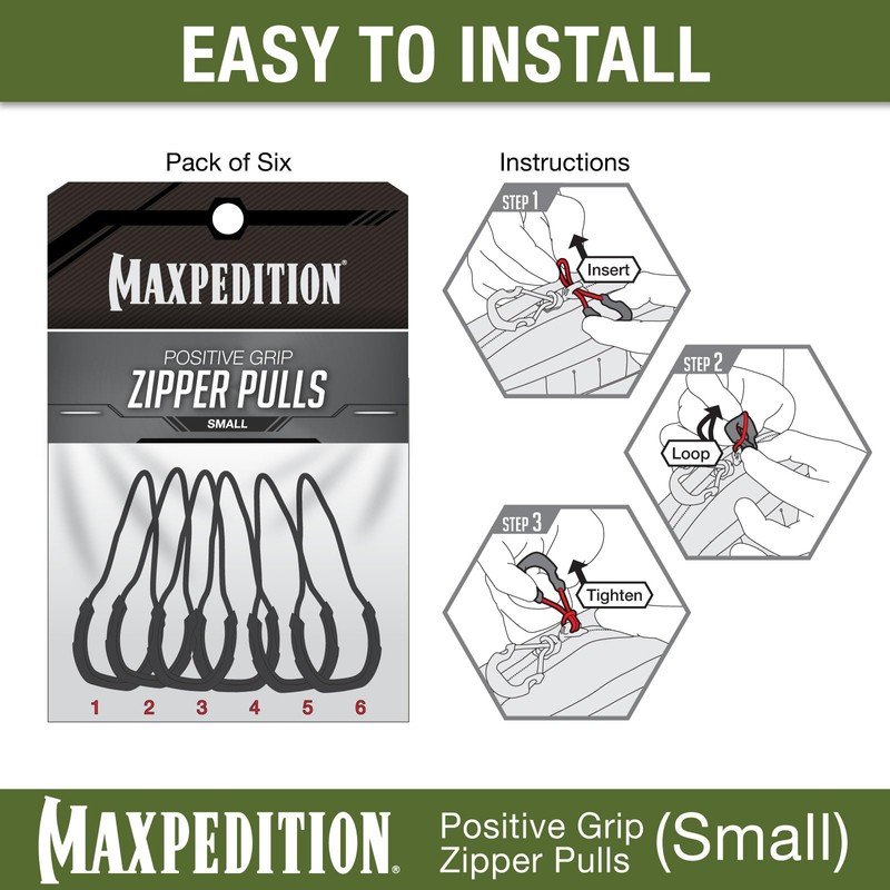 Maxpedition Small Zipper Pulls (6 Pack), Black