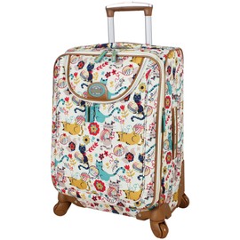 Lily Bloom Design Pattern Carry On Luggage with Spinner Wheels Expandable 20 Inch Suitcase (Furry Friends)