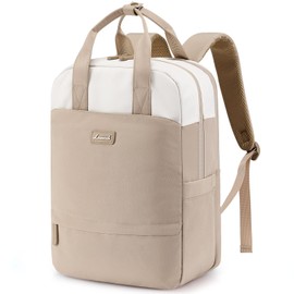 LOVEVOOK Women's Laptop Backpack with Separate Laptop Compartment, Beige Khaki, 15.6 inches