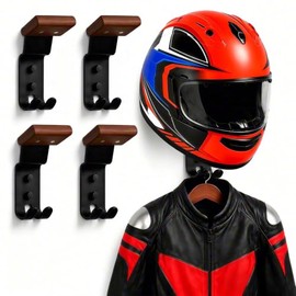 Soporte para Casco de Moto, 4 PCS Porta Cascos de Moto para Pared con Ganchos, Alta Capacidad de Carga, Instalación Sencilla, Ideal para Casco de Moto, Ropa, Llaves, Sombrero, Guantes