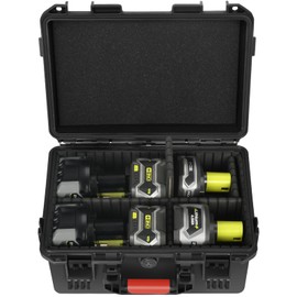 Hard Case for Ryobi 18v Battery Storage - Waterproof & Shockproof Power Tool Bag for Organizer Storage Box with 4 Adjustable Dividers for Ryobi Battery Holder 1.5-9.0 Ah (Case Only)