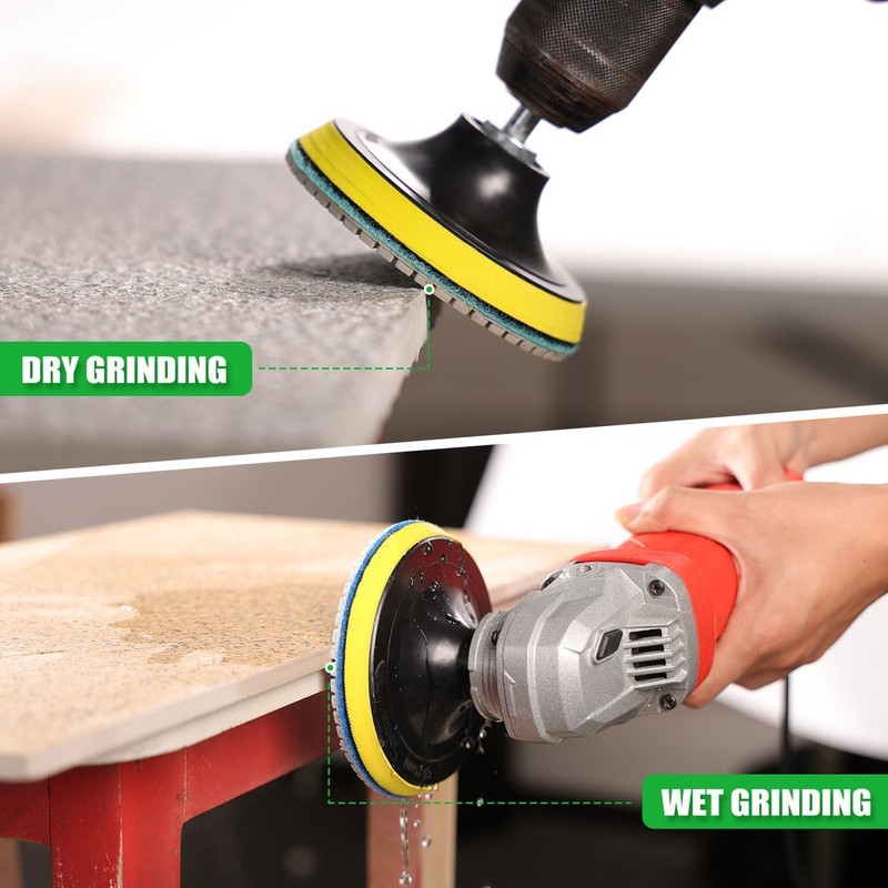 16PCS Wet Dry Diamond Polishing Pad Kit, 4 Inch Diamond