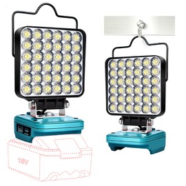 Work Light for Makita 18V Battery,108W 5400LM Flood Light,Cordless Battery Light with Low Voltage Protection&USB&Type C Charging Port,for Outdoors,Job Site Lighting,Workshop,Camping