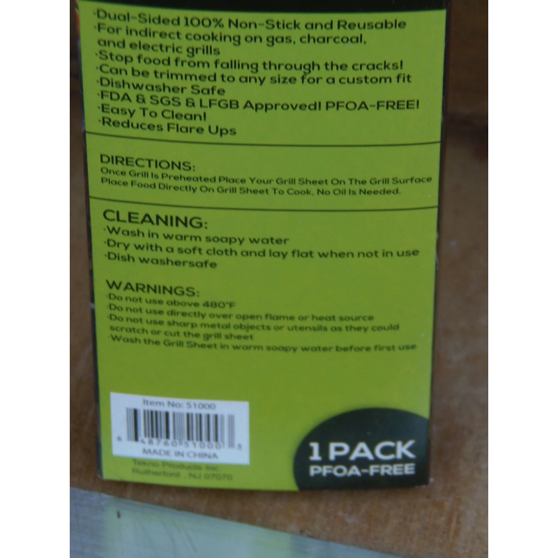 TEKNO BBQ GRILL MAT 13" X 15.7" NON - STICK