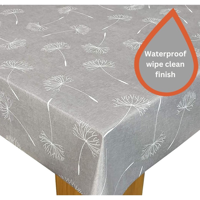 Karina Home Megan Wipe Clean Tablecloth Vinyl PVC (Grey, 140cm