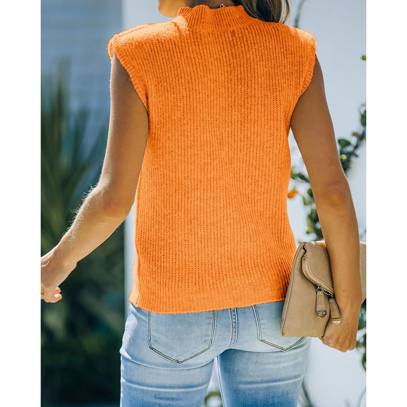 Elitechoice Women's Sleeveless Sweater Vest Summer Mock Neck Casual Pullover
