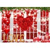 LYCGS 8x6ft Valentine's Day Backdrop Red Love Heart Valentine's Day