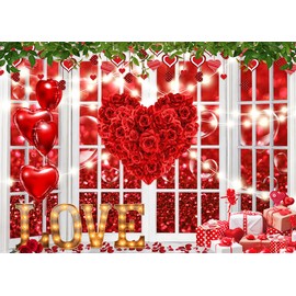 LYCGS 8x6ft Valentine's Day Backdrop Red Love Heart Valentine's Day Backdrop Valentines Backdrop Valentines Backdrops for Photography Valentine's Day Decoration Banner X-334