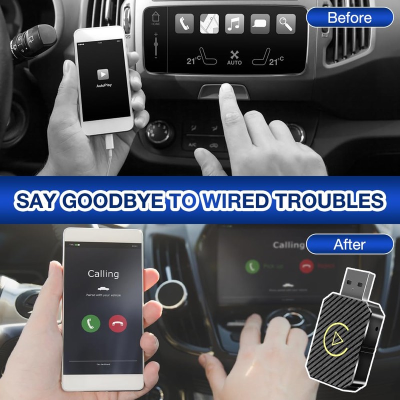 AVCXEC Android Car Wireless Adapter, Carplay Wireless Adapter, 2 in