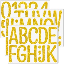 264 PCS Bulletin Board Letters 4 Inch Letter Stickers Large Glitter Alphabet Number Stickers Self Adhesive Letters Sticker for Poster Bulletin Board Classroom Mailbox Craft Party Decor (20, Gold)