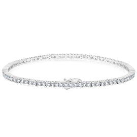 KRKC & CO Unisex Tennis Bracelet, 925 Silver, 0.1/0.11/0.16/0.2 in (2/3/4/5 mm) Cubic Zirconia, 14K Gold/Pink Gold Plated, CZ Diamond, For Men/Women, Jewelry, Gift for Anniversary, Birthday, Sterling