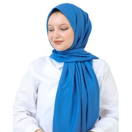 Prien Hijab For Women Muslim Lightweight Scarf Head Scarves For Girls Islamic Long Headscarf Chiffon Shawl Prayer Set Ramadan (Indigo)