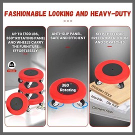 UpJiaflarish Furniture Lifter Tool Set - Furniture Mover & Dolly with 4 Wheels - 360 Ratating, 1700lbs Load Capacity, Fashionable Looking Gifts for Women - Meaningful and Special Present
