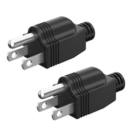 NEMA 5-15P Electrical Replacement Plugs End, Extension Cord Ends 125V 15A 2Pole 3Wire Male Plug，Ground Neutral Generator Plug，3 Prong Power Replacement Type (2)