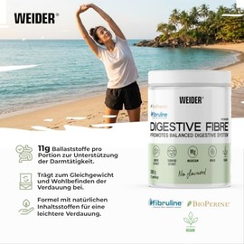 Weider Digestive Fibre Powder (300 g) Neutral, 11 g Fibre per Serving | Chicory root fibrulin, magnesium, with ginger, turmeric and BioPerine extract of black pepper, helps digestion