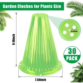 jixsloft 30 Pack Garden Cloches for Plants, Reusable Bell Plant Cover, Green 30pc