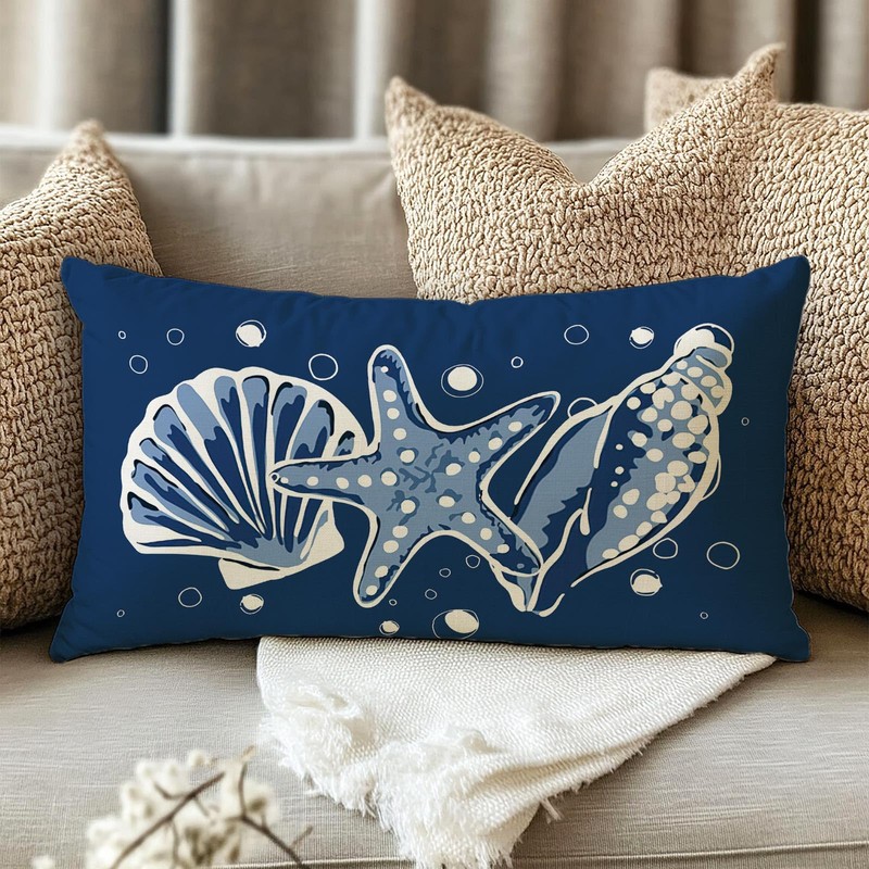 Fahrendom Coastal Lumbar Decorative Rectangle Pillow Cover 12 x 20