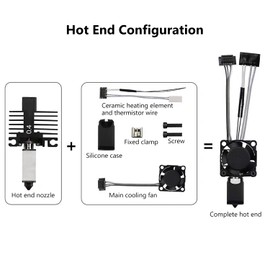 P1P/P1S Full Assembled Ceramic Hotend with Fan 0.4mm Hardened Steel Nozzle for 3D Printer Bambu Lab P1P/P1S Extruder Print Head Hot End Kit with Heater Cartridge Thermistor High Speed Printing