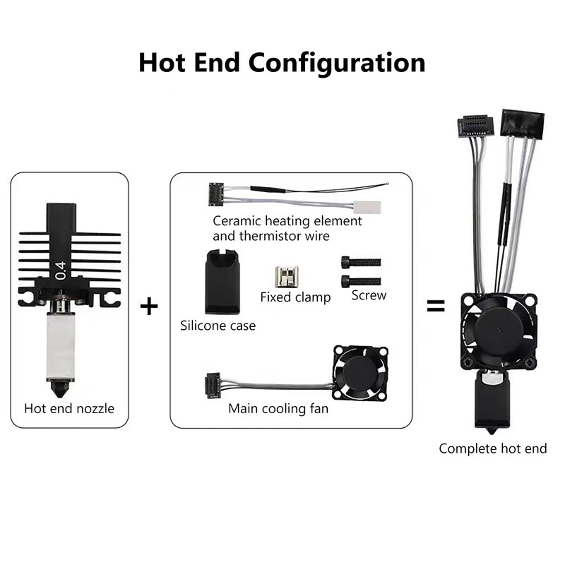 P1P/P1S Full Assembled Ceramic Hotend with Fan 0.4mm Hardened Steel