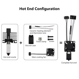 P1P/P1S Full Assembled Ceramic Hotend with Fan 0.4mm Hardened Steel Nozzle for 3D Printer Bambu Lab P1P/P1S Extruder Print Head Hot End Kit with Heater Cartridge Thermistor High Speed Printing