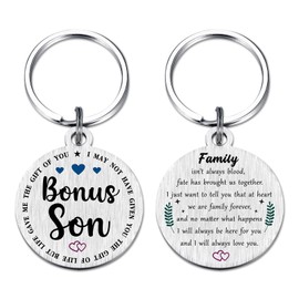 Viayen Bonus Son Stepson Christmas Gifts Unbiological Adopted Step Son Birthday Keyring- Stepson Xmas Valentines Presents