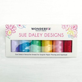 WonderFil Sue Daley Designs Brights Specialty Threads, 6 x 273yd spools 2-Ply 80wt Cottonized Soft Polyester Silk-Like Thread Fine Sewing English Paper Piecing EPP Applique Sewing Stippling Decobob