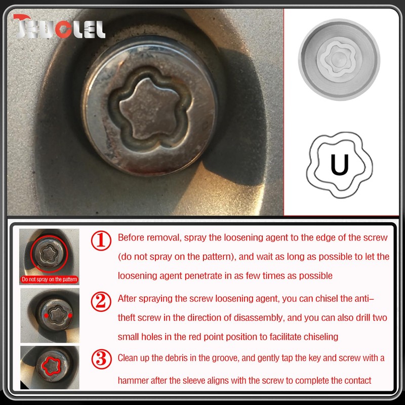 JEUCLEL Type U Wheel Locking Nut Key Compatible with Land