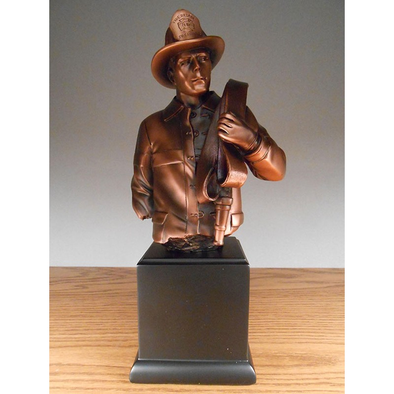 Bronze Finish Fireman Bust Statue