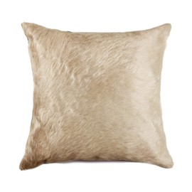 Natural Torino Cowhide Throw Pillows with Poly Insert | Accent Pillows Handcrafted from 100% Cow Hide, Natural, 18 in x 18 in
