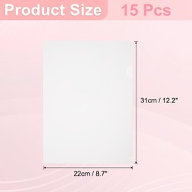PATIKIL A4 Plastic Folders, 15 Pack Clear Folders L Type Project Pockets Paper Document Jacket Sleeves L Shaped Transparent for Documents Plastic Office File, 8.7x12.2in, Transparent