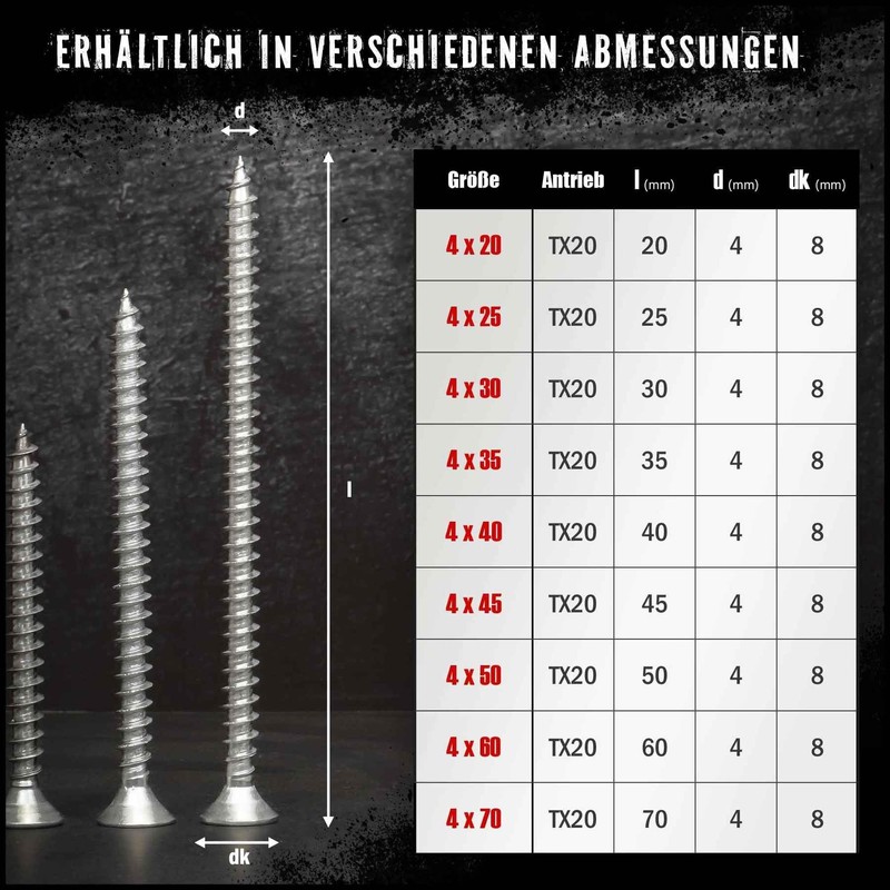Chipboard Screws Stainless Steel A2 - 5 x 55 mm,