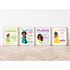 African American Princess Christian Nursery Decor Set of 4 Unframed