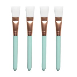 4 Brochas Aplicadoras para Mascarillas Faciales con Mango Dorado, Cerdas Suaves de Nylon, Ideal para Skincare, Cremas, Arcillas y Tratamientos...     
