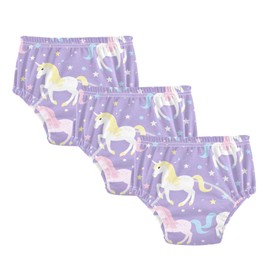 Toddler Training Pants, Unicorn Purple Cotton Potty Training Underwear for Baby Boy Girl 3-Pack