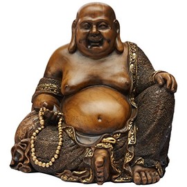 Oriental Furniture 10" Sitting Hotei Happy Buddha Statue
