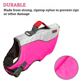 KONG Sport Water Float Dog Flotation Life Jacket Vest, Swimming Float Aid with Safety Handle, Adjustable Comfortable Durable Preserver High Buoyancy Coat (Pink, X-Small)