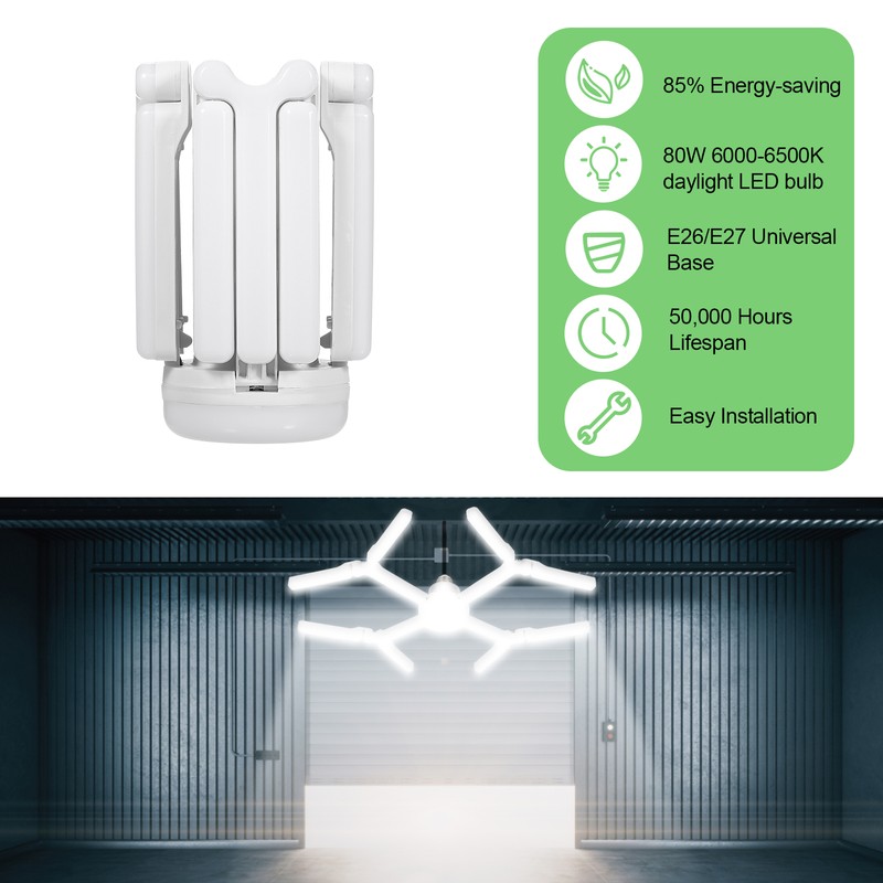 Neoglint LED Garage Lights Deformable Light Bulb Super Bright 80