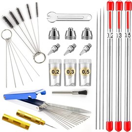Aribrnten Airbrush Cleaning Kit Airbrush Nozzle Cap Kit and Airbrush Needle Parts Airbrush Sprayer Accessories 0.2/0.3/0.5 mm