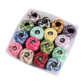 VOANZO Embroidery Thread Kit 16 Rolls Cross Stitch Spool Wire Coloured Cotton Thread Roll Craft Supplies for Home Gift Making DIY Basic Supplies Mixed Colours